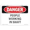 Signmission OSHA Danger Sign, People Working In Shaft, 24in X 18in Decal, 18" W, 24" L, Landscape OS-DS-D-1824-L-1882 - alternate 1